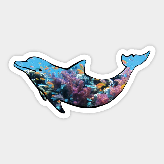 Dolphin coral reef fish silhouette Sticker by LukjanovArt